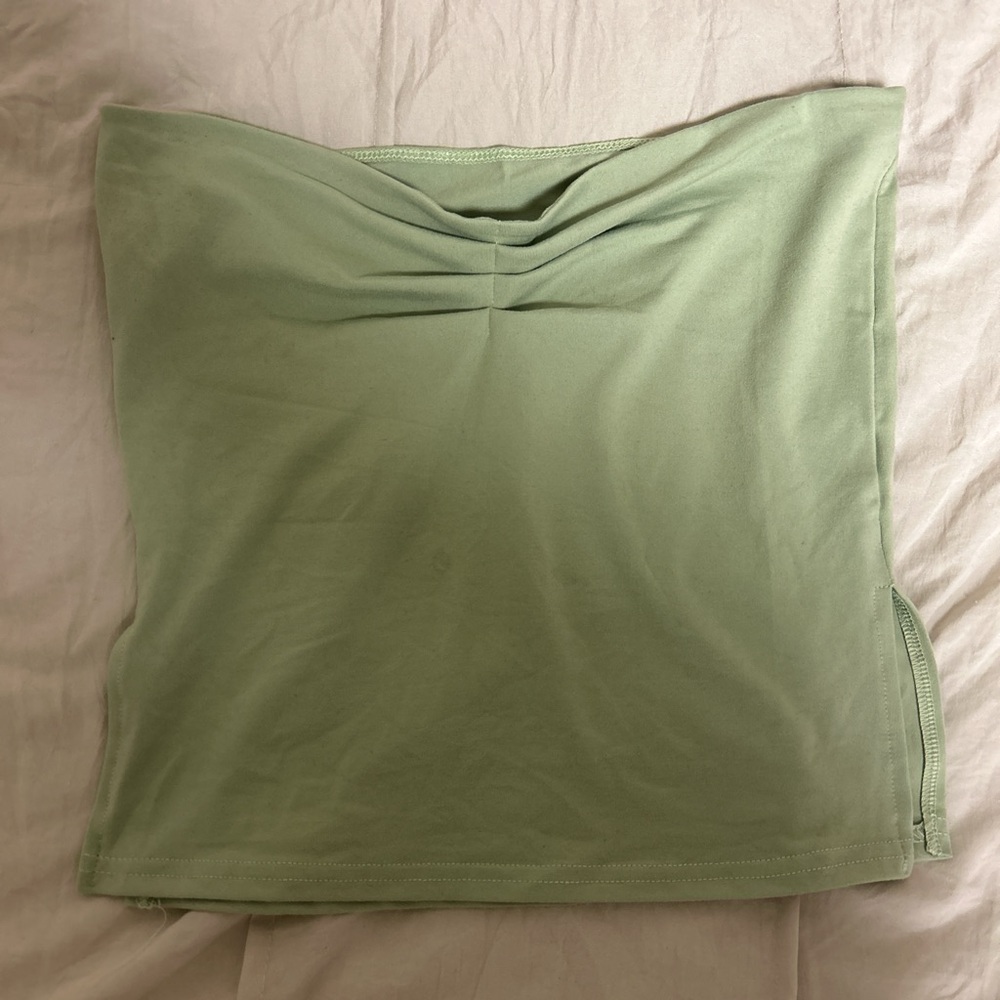 Light green strapless top